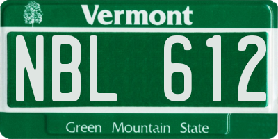 VT license plate NBL612