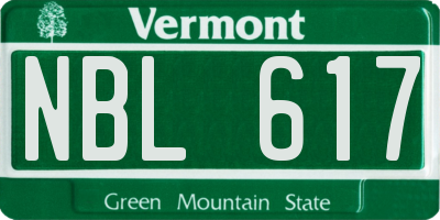 VT license plate NBL617