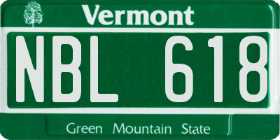VT license plate NBL618