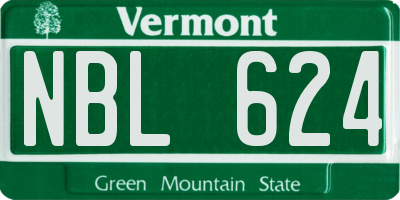 VT license plate NBL624