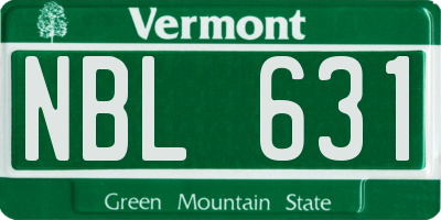 VT license plate NBL631