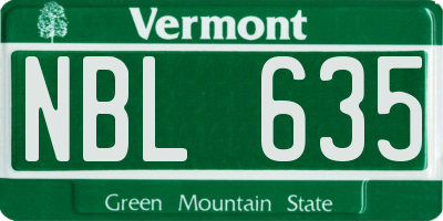 VT license plate NBL635