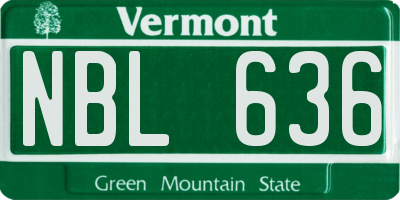 VT license plate NBL636