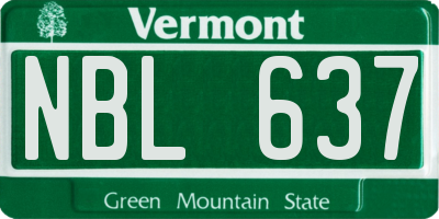 VT license plate NBL637
