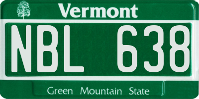 VT license plate NBL638