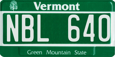 VT license plate NBL640