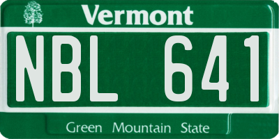 VT license plate NBL641