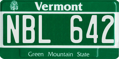 VT license plate NBL642