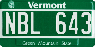 VT license plate NBL643
