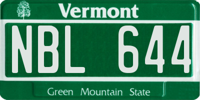 VT license plate NBL644
