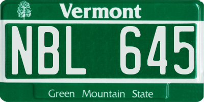 VT license plate NBL645