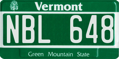 VT license plate NBL648