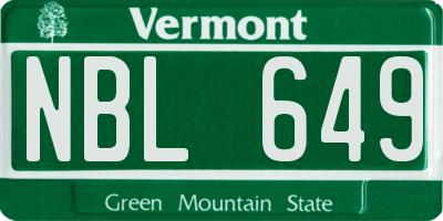 VT license plate NBL649