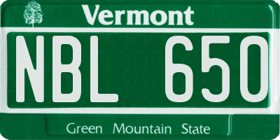 VT license plate NBL650