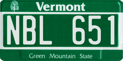 VT license plate NBL651