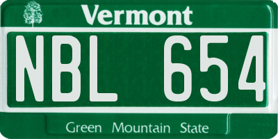 VT license plate NBL654