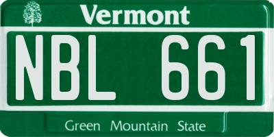 VT license plate NBL661
