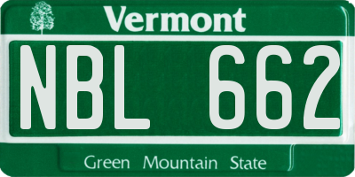 VT license plate NBL662