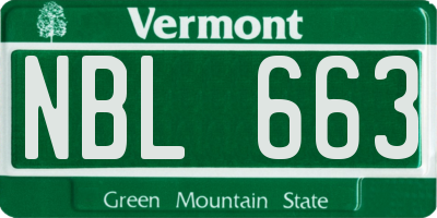 VT license plate NBL663