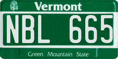 VT license plate NBL665