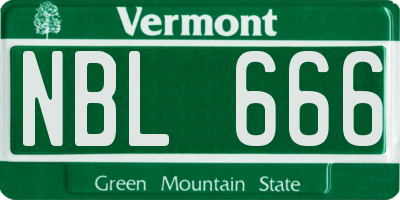 VT license plate NBL666