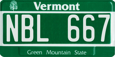 VT license plate NBL667