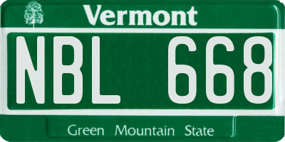 VT license plate NBL668
