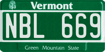VT license plate NBL669