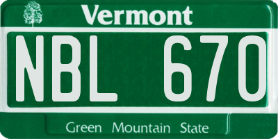 VT license plate NBL670