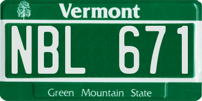 VT license plate NBL671
