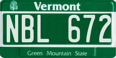 VT license plate NBL672
