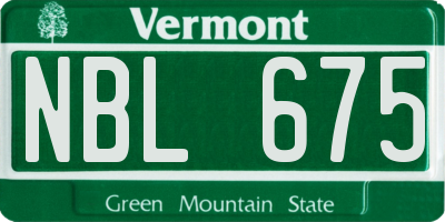 VT license plate NBL675