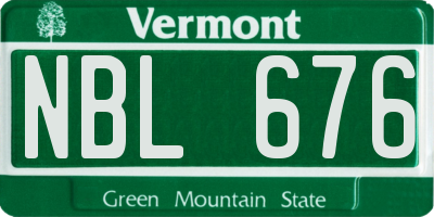 VT license plate NBL676