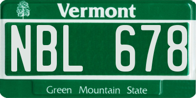 VT license plate NBL678