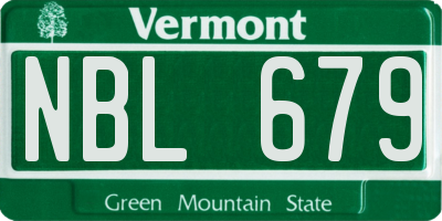 VT license plate NBL679