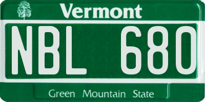 VT license plate NBL680