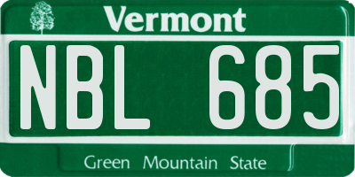 VT license plate NBL685