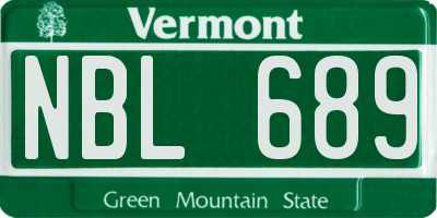 VT license plate NBL689