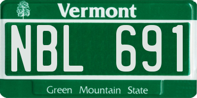 VT license plate NBL691