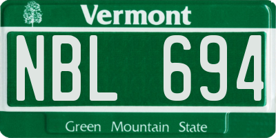 VT license plate NBL694