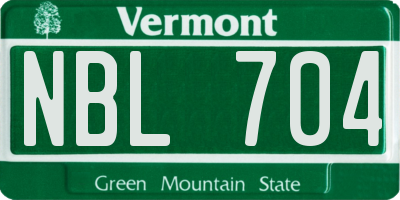 VT license plate NBL704