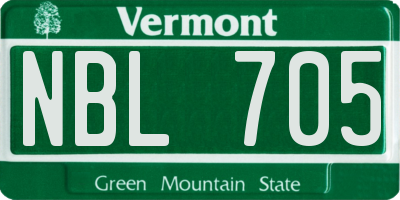 VT license plate NBL705
