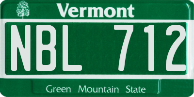 VT license plate NBL712