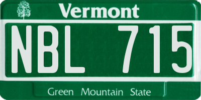 VT license plate NBL715