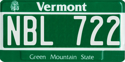 VT license plate NBL722