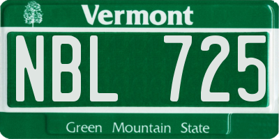 VT license plate NBL725