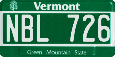 VT license plate NBL726