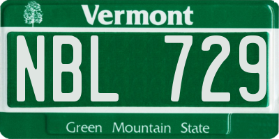 VT license plate NBL729