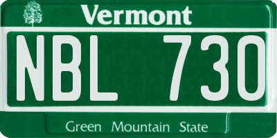 VT license plate NBL730