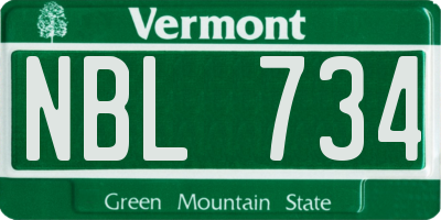 VT license plate NBL734